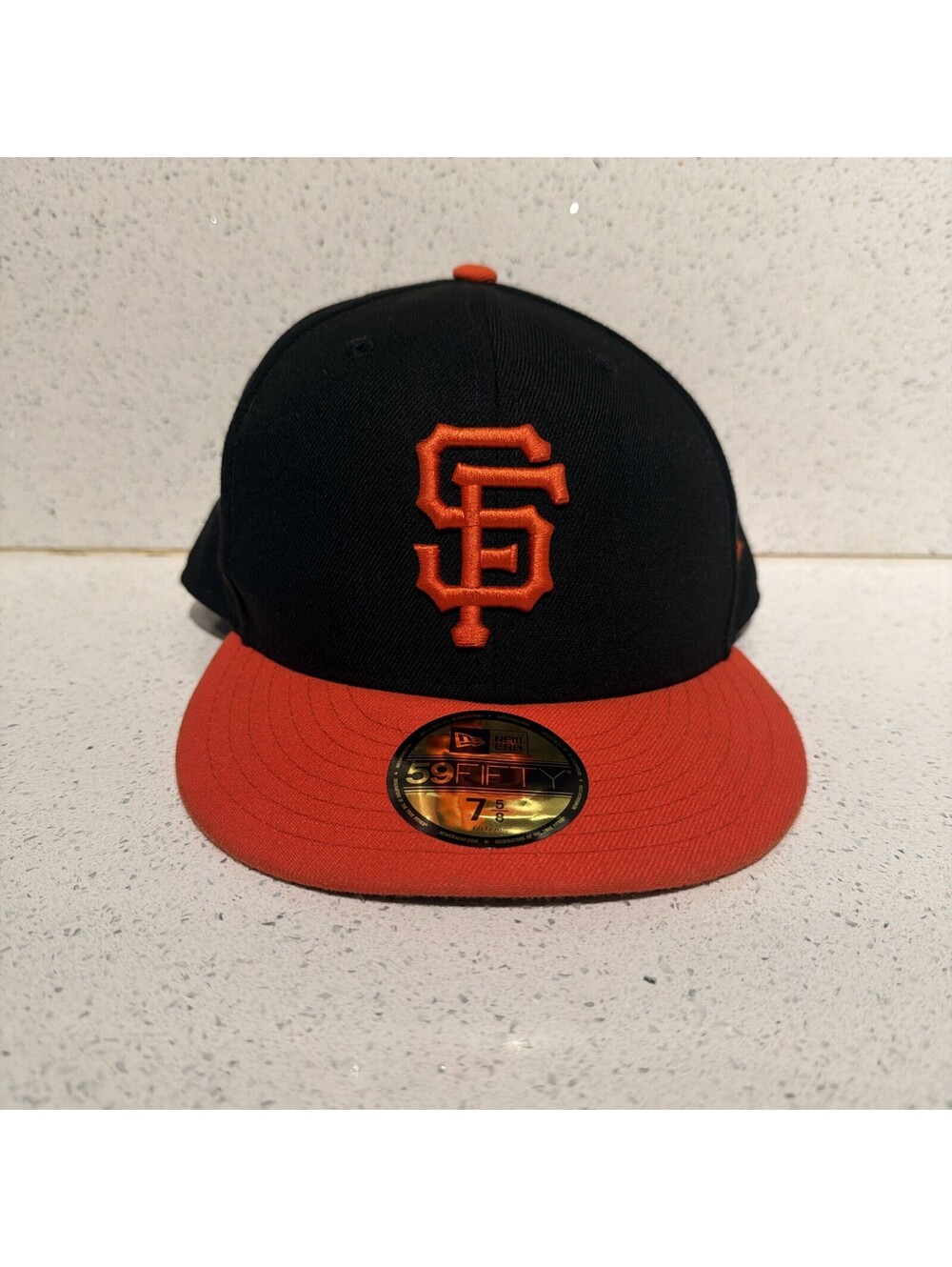 New Era 59FIFTY San Francisco Giants Hat 7 5/8 Fitted Cap Black Orange MLB